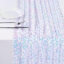 1 pezzo Runner da tavolo per festa della sirena, runner da tavolo con paillettes olografiche da sirena, adatto per feste in acqua, decorazioni per feste di compleanno, forniture per feste da sirena, regalo per compleanni