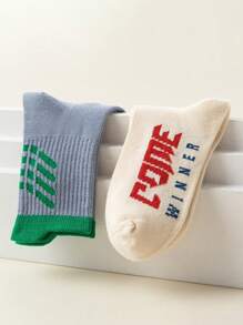 5 Pairs Boys' Sports Letter Pattern Ankle Socks For Autumn/Winter - Multicolor - View 5