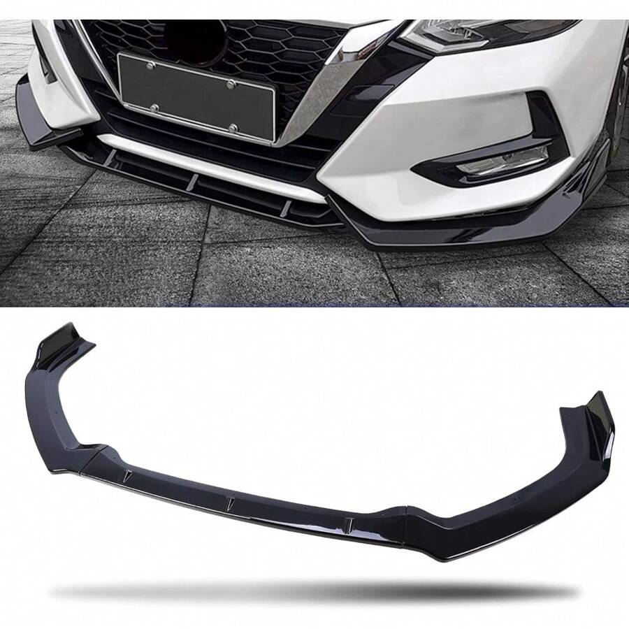 Local Shipping/Fits 7th Nissan Altima 2019 2020 2021 2022 Front Bumper Lip Body Kit Spoiler 1 Set, Shiny Black - Shiny Black - View 1