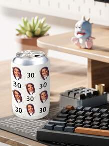 1Pc Custom Can Cooler Sleeve, Custom Can Koozie, Custom Koozie With Face And Number, Personalized Koozie, Koozies For Cans, Koozie, Drink Koozie, Black/White/Pink/Blue Color, Gift For Bachelor Party, Birthday Party, Christmas Gifts, Ideal For Valentine'S Day, Mother'S Day, Father'S Day, Birthdays, Anniversaries, Graduation, Weddings, Christmas, Unique Gift For Couples, Family, Friends, Gift For Him, Gift For Her Water Bottle - White - View 6