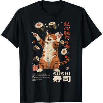 Harajuku Sushi Cat Japanese Kawaii Sushi Cat Tokyo T-Shirt