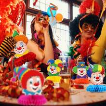 6 buc. decorațiuni de masă cu clovn, carnaval, clovn, decorațiuni de masă - piesă centrală în formă de fagure - decorațiuni de masă pentru carnaval, carnaval, circ și multe altele - Multicolor - Vizualizare 4