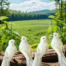 6PCS Simulation Feather White Pigeon, Simulation Pigeon Clip Decoration, Used For Gardening Decoration, Christmas Tree Decoration, Weddings, Flower Garlands, And Craft Props