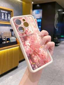 1 pièce Étui de protection pour téléphone portable avec motif floral compatible avec iPhone/Galaxy/Infinix/Redmi/OPPO/VIVO/Realme/MOTO/Itel/Tecno - Beige - Voir 5