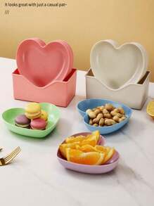 1/5/10 Piezas Set de Platos, Adecuado para el Día de San Valentín, Platos con Forma de Corazón, Platos para Aperitivos, Platos para el Desayuno, Utensilios de Cocina, Accesorios de Vajilla