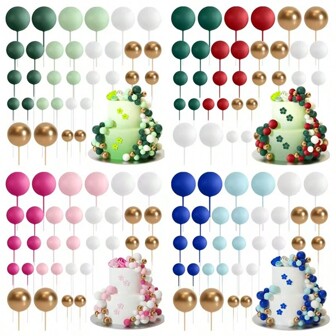 18pcs/4-Color Cake Decorative Balls Set, New Arrivals Cake Decorations For Birthday Party, Wedding
