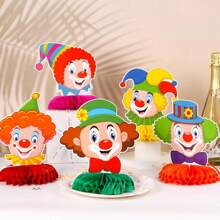 6 buc. decorațiuni de masă cu clovn, carnaval, clovn, decorațiuni de masă - piesă centrală în formă de fagure - decorațiuni de masă pentru carnaval, carnaval, circ și multe altele - Multicolor - Vizualizare 2