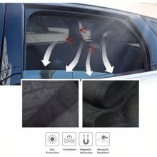 4 件装磁性汽车遮阳帘 - 超薄、防紫外线和隔热、伸缩式侧窗遮阳帘、防蚊、部分衬里涤纶针织无纺布、车辆遮阳和视线保护面板、透气网眼，适用于大多数车型