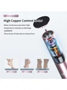 Electric Foot Callus Remover, 2-In-1 Electric Foot Filer/Nail Filer, Cordless Professional Foot File With Digital Screen, 3 Adjustable Speeds, F/R &Battery-Display Pedicure Foot File Kit(Black) - Black - View 3