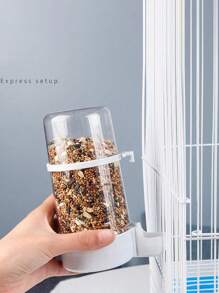 1pc/2pcs Thickened Automatic Bird Waterer, Peony Guiding Pheasant Millet Feeder & Drinker Two-In-One Bird Supplies - White - View 4