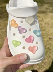 14 件夜光鳄鱼鞋配件，可拆卸 3D 爱心形发光装饰夹，适用于沙滩/凉鞋 - 彩色 - 查看 5