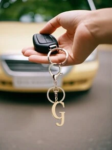 1 pieza Llavero con letra de oro avanzado y elegante, colgante con letra tridimensional, llavero clásico y simple, decoración, accesorio de bolso, versátil para bolsos de trabajo, escuela, compras, mochilas, bolsos de mano, accesorio de bolso, adecuado para regalar a amigos, familia, parejas, novias, regalos importantes, recuerdos de vacaciones