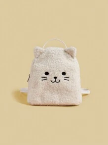 1pc Kids Cute Cat & Lamb Plush Casual Versatile Mini Backpack - Classic Backpack - View 11