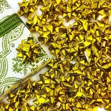 50pcs Mini Gift Bow, 1" Inch Metallic Star Bow Small Tiny Stick On Bows For Present Holiday Birthday Party Decoration Wrapping, Mother's Day And Graduation Gifts, Random Color