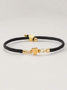 1 bucată de modă din oțel inoxidabil în formă de inimă A-Z, 26 de litere englezești pot fi ajustate liber Snurghie de mână pentru femei, cadou de Ziua Îndrăgostiților, potrivit pentru fete, îmbrăcăminte zilnică de petrecere, bijuterii de mână