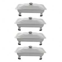 WUPYI 4PCS Buffet Dish Tray Food Plate Server Buffet Catering Warmer Dish Serving Tray - Silver - View 9