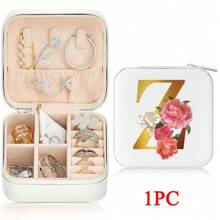 Black 26 Letter Printed White Travel Jewelry Box Jewelry Travel Storage Bag Small Jewelry Box Bridesmaid Gift Box Mini Storage Box