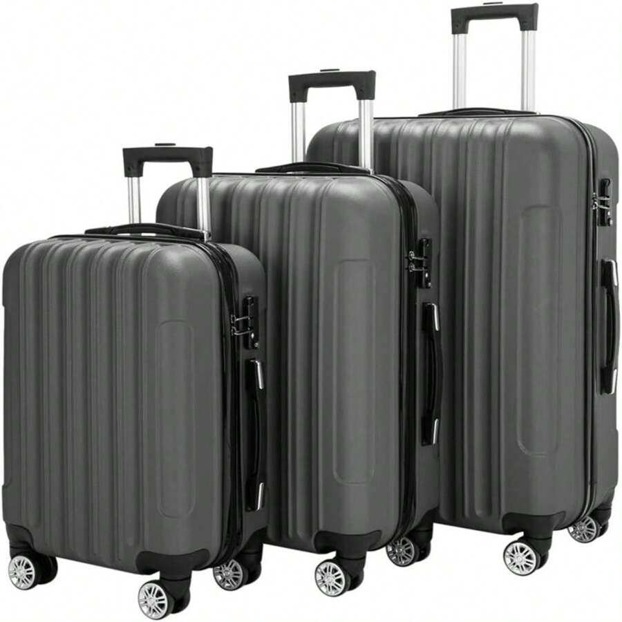 Nested Hardside Luggage Set, 3-Piece - TSA Compliant - Black - View 1