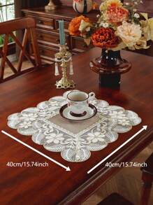 1 bucățire de masă decorativă din țesătură de pluș, ornamente delicate din dantelă cu broderie 3D, decorațiuni interioare, eșarfă de dulap, masă de bucătărie și sufragerie, serie de nuntă pentru petreceri de vacanță în interior