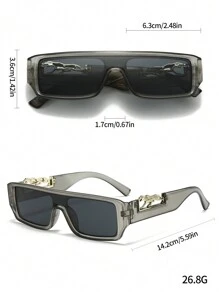 2副方形镜框男女通用黑色复古Y2K沙滩眼镜，适合夏季海滩度假、户外活动和旅行。 - 彩色 - 查看 3