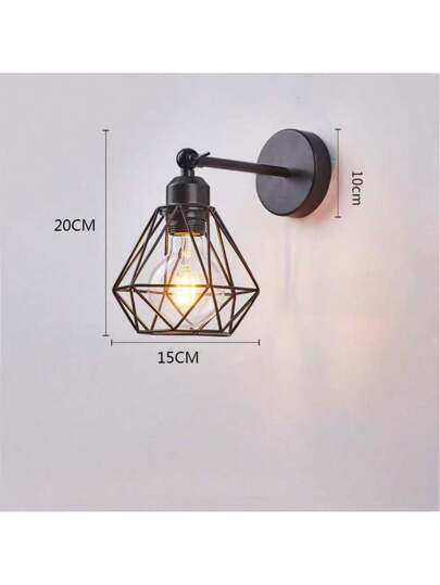 1pc Adjustable Zwart Industrial Retro Iron Sconce Bedroom, Kitchen Hallway (Light Bulb Not Included) view 10