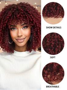 Fluffy Little Curl Wig Red 12-Inch Short Curl Wig Synthetic Heat Resistant Fiber Wig Ladies Wig Perfect For Holiday Travel Family Gatherings Everyday Wear Use