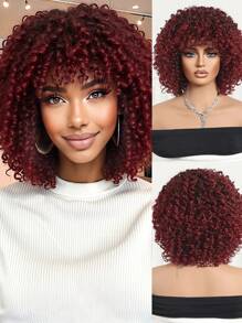 Fluffy Little Curl Wig Red 12-Inch Short Curl Wig Synthetic Heat Resistant Fiber Wig Ladies Wig Perfect For Holiday Travel Family Gatherings Everyday Wear Use