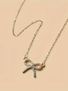 1 pièce Collier pendentif nœud élégant, accessoires de mode simples et brillants pour femmes, accessoires pour un port quotidien