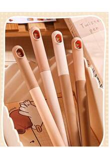 3pcs/Box Or 4pcs/Box Capybara Twisting Pens, Cute Cartoon Design, High Aesthetic Appeal, For Students, 0.5mm Ballpoint Pen,Back To School
