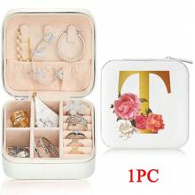 Black 26 Letter Printed White Travel Jewelry Box Jewelry Travel Storage Bag Small Jewelry Box Bridesmaid Gift Box Mini Storage Box