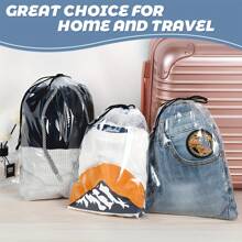 10pcs Travel Shoe Bags, Large Transparent Travel Shoe Packing Bags, Clear Plastic Drawstring Shoe Dust Bags, Portable Shoe Storage Bags With Rope, Unisex