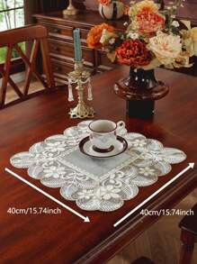 1 tấm vải nhung trang trí bàn, viền ren thêu 3D tinh tế, đồ trang trí nhà cửa, khăn tủ, bàn bếp & bàn ăn, tiệc cưới trong nhà ngoài trời - Xám - Xem 7