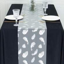 1pc Gold Linen 28*275cm Table Runner, Decorated With Lanterns, Crescent Moon, Gold Stars, Mosque, Greetings, Suitable For Home, Dinner Party, Festival Celebration - Solid Color - View 18