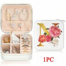 Black 26 Letter Printed White Travel Jewelry Box Jewelry Travel Storage Bag Small Jewelry Box Bridesmaid Gift Box Mini Storage Box