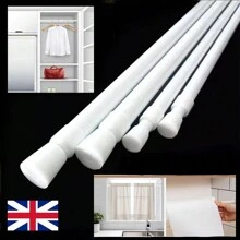 Rzctukltd Extendable Curtain Poles No Drill Spring Net Curtain Pole 40-150cm Voile Curtain Tension Pole Adjustable Telescopic Rods Extendable For Kitchen Cupboard Bathroom Window Home Bathroom Decor Fall Decor Bathroom Accessories Back To School - White - View 2