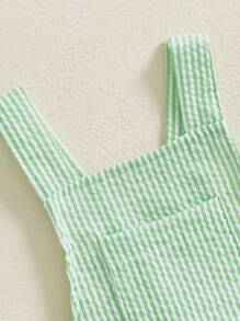 Infant Baby Girl Boy Romper Bodysuit Striped Sleeveless Jumpsuit Overalls One Piece Outfit Summer Clothes - màu xanh lá - Xem 3
