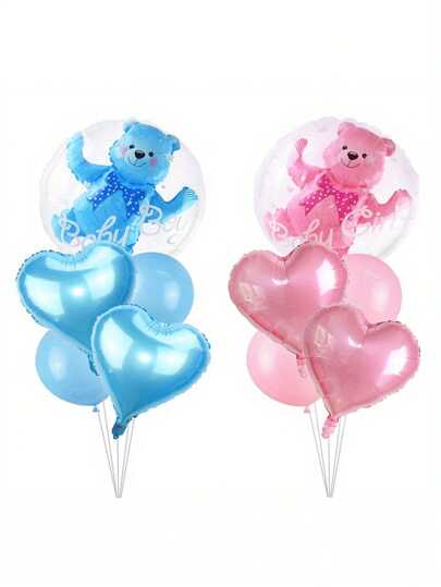 New 24 Inch Transparent Teddy Bear Ball With Aluminum Film Balloon, BABY Teddy Bear Set, Birthday Party Decoration