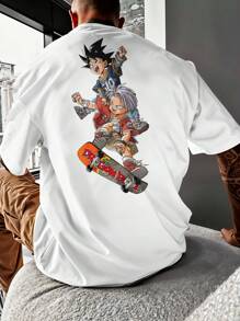 Camiseta Camisa Oversized Streetwear  Son Goten Trunks Desenho Anime REF 7054 VEST NERD - Branco - Visão 5