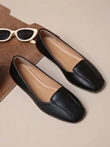 Damskie mokasyny casualowe, wsuwane, modne, wygodne, płaskie buty z kwadratowym noskiem na wiosnę i jesień