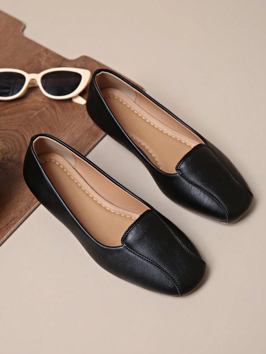 Damskie mokasyny casualowe, wsuwane, modne, wygodne, płaskie buty z kwadratowym noskiem na wiosnę i jesień