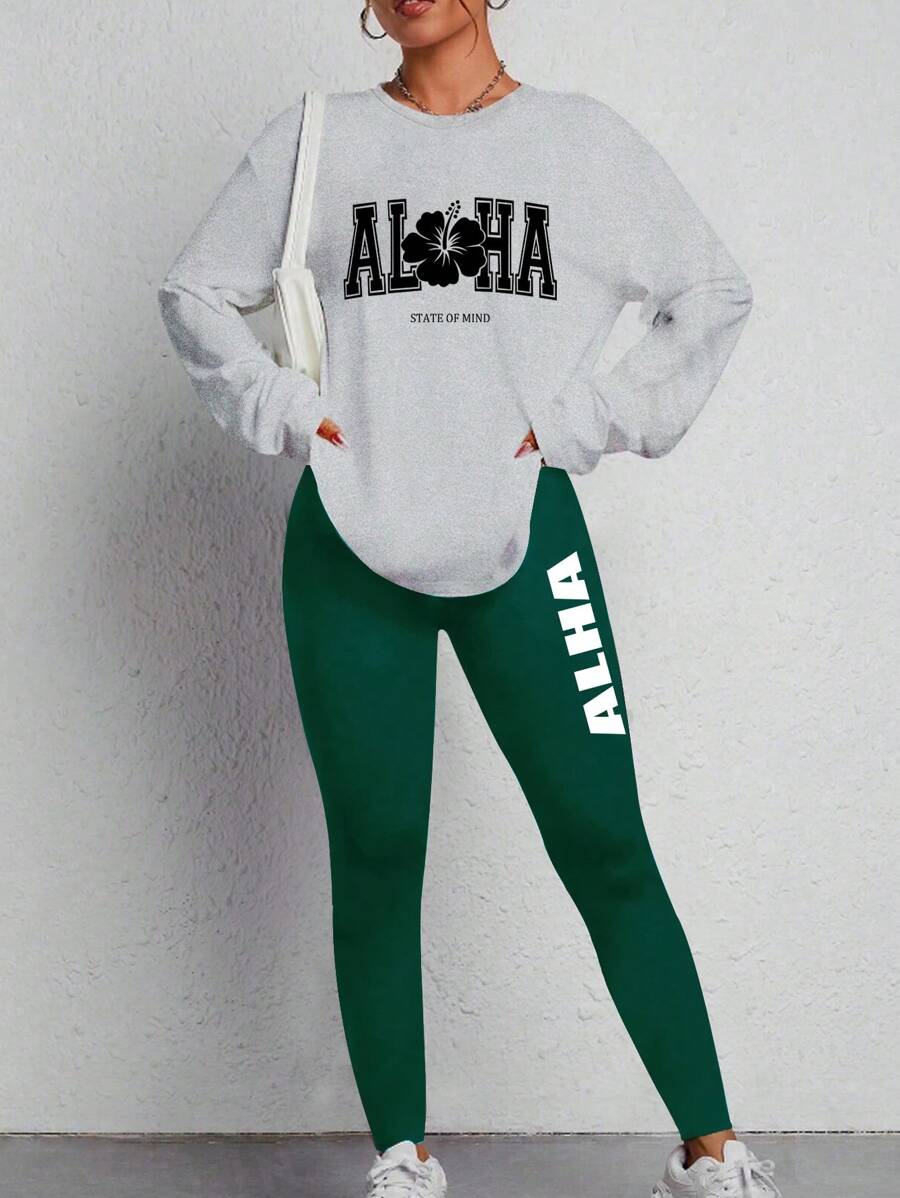 全新两件套女士长袖上衣、裤子和睡衣套装适合居家使用