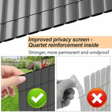 Lospitch PVC Privacy Screen With Reinforced Slats And W-Structure - Weatherproof Fence For Garden, Balcony & Terrace, In 4 Colors And Various Sizes, UV-Resistant, Balcony Cladding, Fence Panel - 灰色 - 查看 5