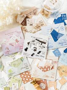 MOCARD 20 张/包压花印章贴纸，复古创意美学贴花，适用于剪贴簿、DIY 装饰、礼品、个性化相册、学校用品、返校 - 芥末黃 - 查看 4