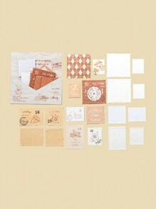 MOCARD 20 张/包压花印章贴纸，复古创意美学贴花，适用于剪贴簿、DIY 装饰、礼品、个性化相册、学校用品、返校 - 芥末黃 - 查看 10