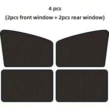 4 件装磁性汽车遮阳帘 - 超薄、防紫外线和隔热、伸缩式侧窗遮阳帘、防蚊、部分衬里涤纶针织无纺布、车辆遮阳和视线保护面板、透气网眼，适用于大多数车型