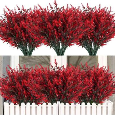 1/5/12 Bundles Artificial Flowers, Valentine's Day New Years Gifts Outdoor Fake Flowers For Decoration UV Resistant No Fade Faux Plastic Plants, Garden Porch Window Box Decor, Room Decor, Home Decor (White) Birthday Graduation