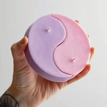 太极阴阳蜡烛硅胶模具 DIY 手工皂环氧树脂粘土铸造艺术工艺品石膏模具用于蜡烛制作礼品派对用品家居装饰 - 彩色 - 查看 3