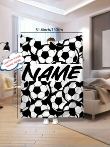 Manta suave de franela de microfibra personalizable con patrón de fútbol - Bajo en alérgenos, ligera, lavable a máquina, estilo moderno, adecuada para sofá, cama, todas las estaciones, excelente regalo para el Día de la Madre - Multicolor - Ver 22