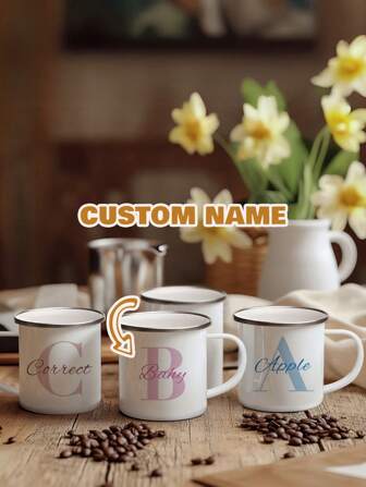 1 st 350 ml personlig keramisk mugg med namn, emaljmugg kan anpassas med namn, gör-det-själv-vattenmugg för juice, mjölk, iskaffe - present till vänner, föräldrar, klasskamrater, högtidsdekoration, lätt att rengöra, utsökt, högkvalitativ, personlig, unik, idealisk present till henne, henne, pojkvän, flickvän, pappa, mamma, familj, vänner, son, dotter, skolelever, elegant design