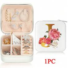 Black 26 Letter Printed White Travel Jewelry Box Jewelry Travel Storage Bag Small Jewelry Box Bridesmaid Gift Box Mini Storage Box